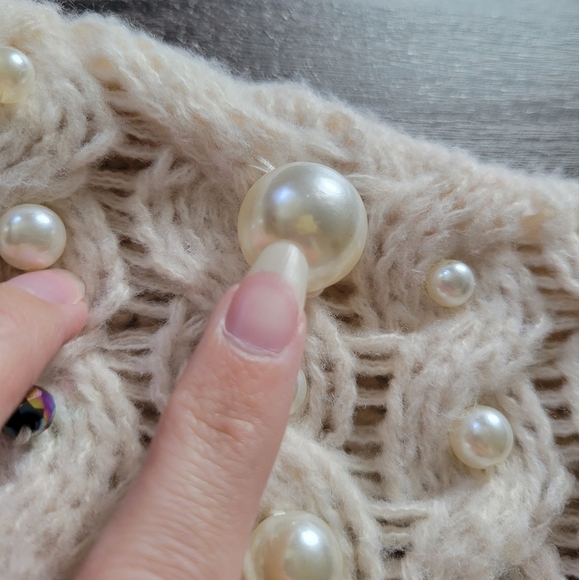 by Anthropologie Ivory Kimono in Things Party Pearl Cardigan One Size - Picture 9 of 16